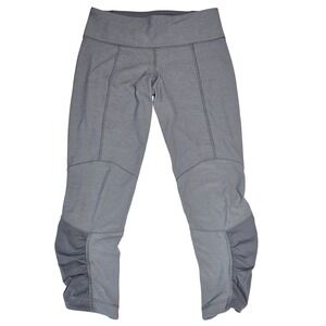 Lululemon Gray Ruched Mesh Crop Leggings Size 6 Yoga Pants Soft Gym Athleisure